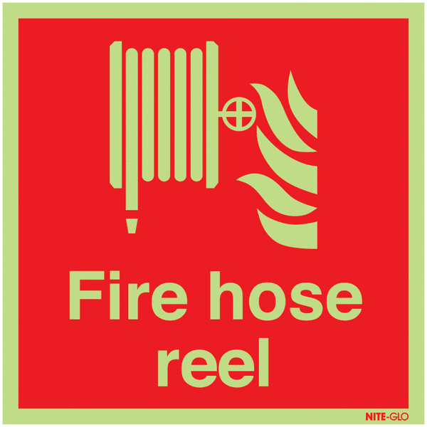 Nite-Glo Photoluminescent Fire Hose Reel Fire Signs