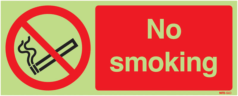 Nite-Glo Photoluminescent No Smoking Signs