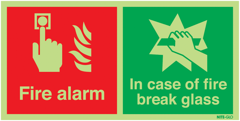 Nite-Glo Fire Alarm In Case Of Emergency Signs