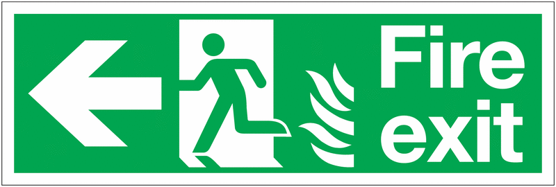 HTM65 Fire Exit NHS Signs - Running Man Left/Arrow Left