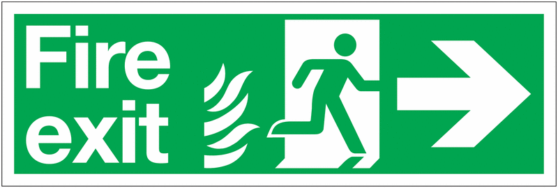 HTM65 Fire Exit NHS Signs - Running Man & Arrow Right
