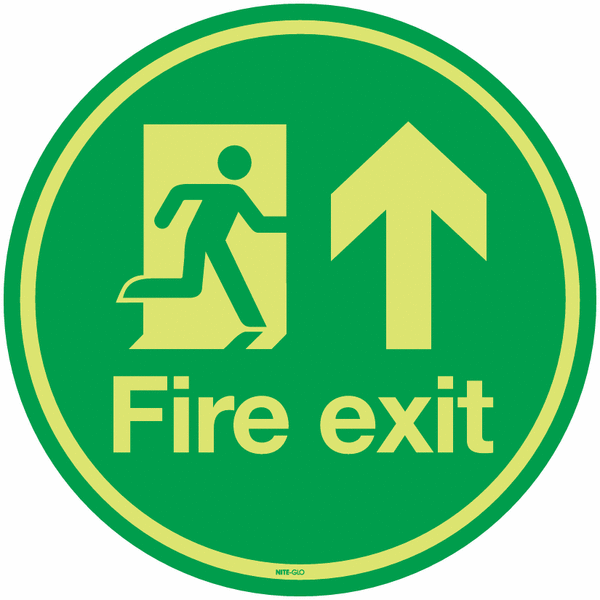 Anti-Slip Photolum Floor Signs - Fire Exit Arrow Up