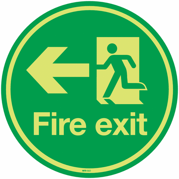 Anti-Slip Photolum Floor Signs - Fire Exit Arrow Left