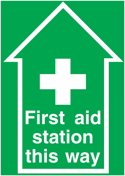 Anti-Slip Floor Signs- First Aid Station This Way