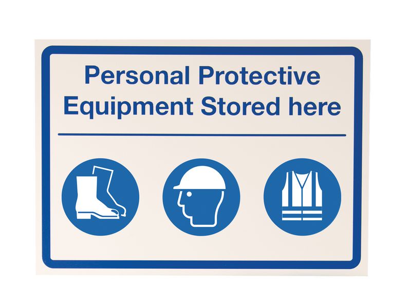 PPE Stored Here Customisable Sign With Decal Sheet