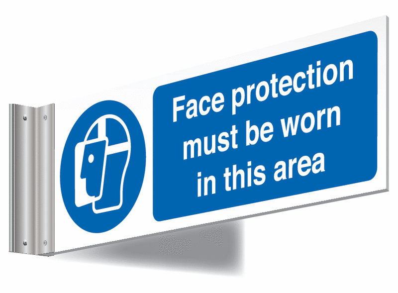 Face Protection Awareness Projecting Wall Sign
