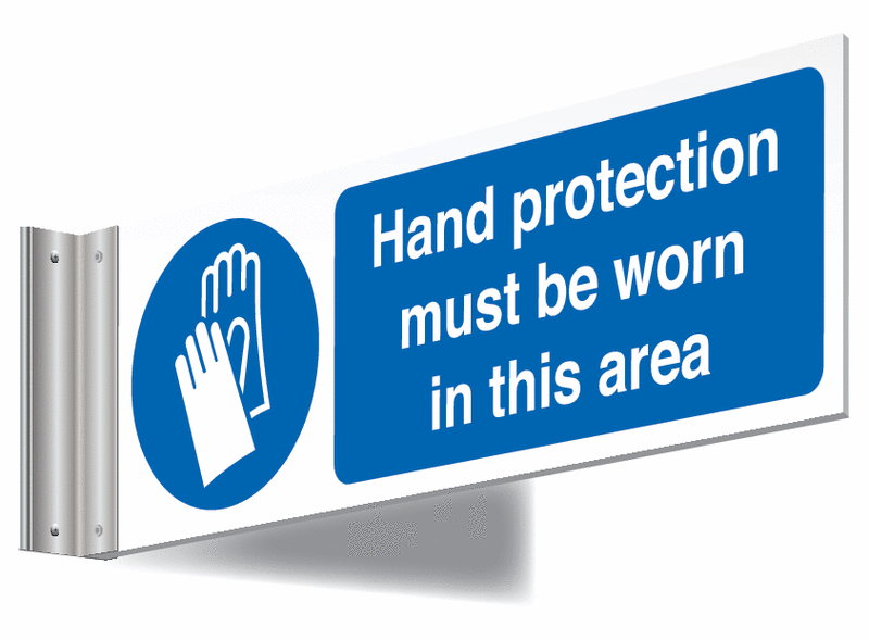 Hand Protection Awareness Projecting Wall Sign