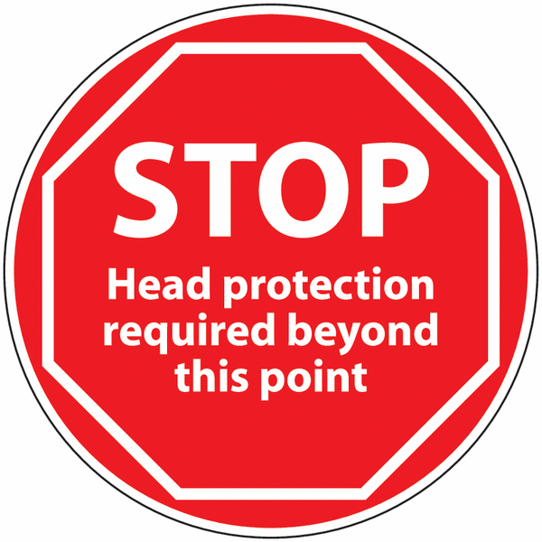 STOP Head Protection Required Anti-Slip Floor Signs