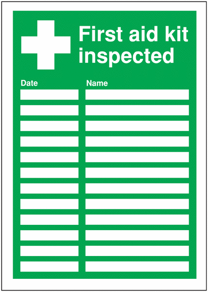 Wipe-To-Change First Aid Sign - First Aid Kit Inspected