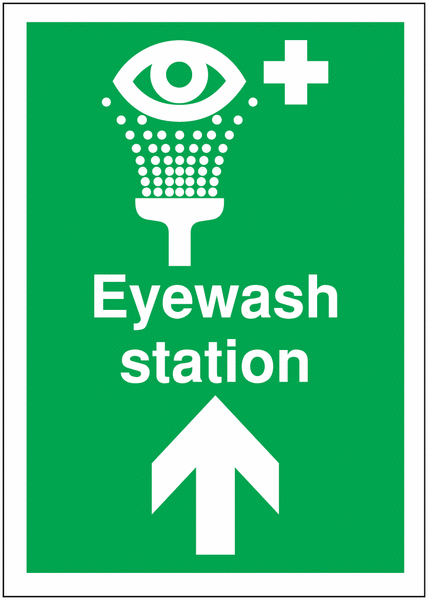 Directional First Aid Signs - Eye Wash Arrow Up