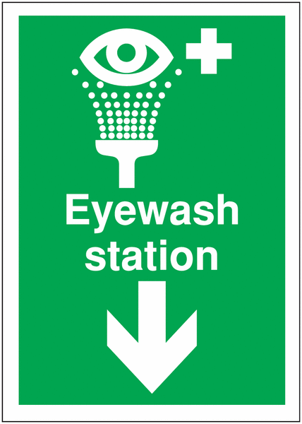 Directional First Aid Signs - Eye Wash Arrow Down