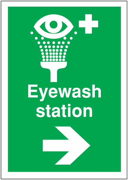 Directional First Aid Signs - Eye Wash Arrow Right