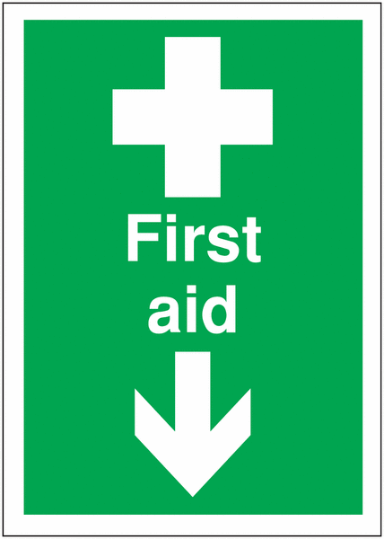 Directional First Aid Signs - First Aid Arrow Down