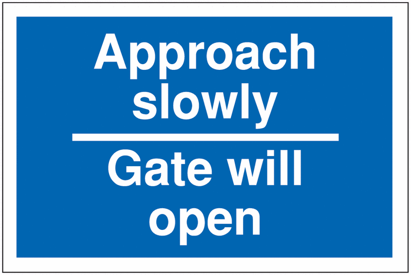 Car Park Navigation Signs - Approach Slowly / Gate Will Open