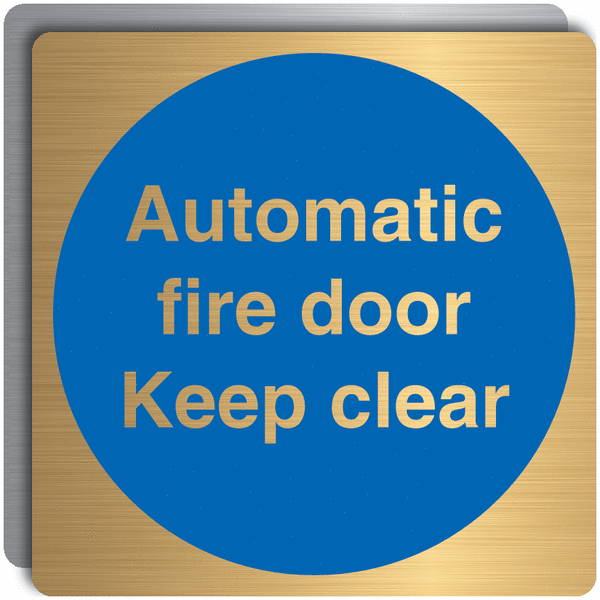 Deluxe Metal Look Safety Signs - Automatic Fire Door