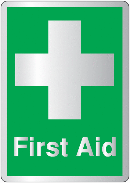 Deluxe Metal Look Safety Signs - First Aid
