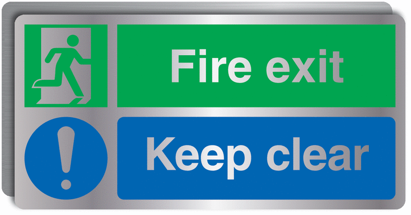 Deluxe Metal Look Safety Signs - Fire Exit Keep Clear