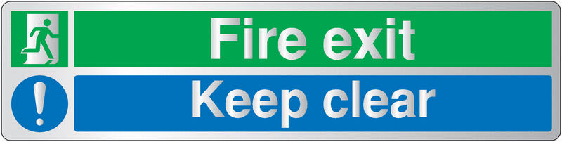 Deluxe Metal Look Safety Signs - Fire Exit Keep Clear