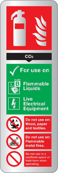 Deluxe Metal Look Safety Signs - CO2 Fire Extinguisher