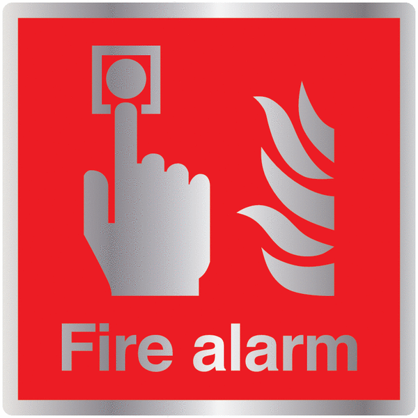 Deluxe Metal Look Safety Signs - Fire Alarm