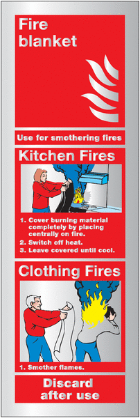 Deluxe Metal Look Safety Signs - Fire Blanket