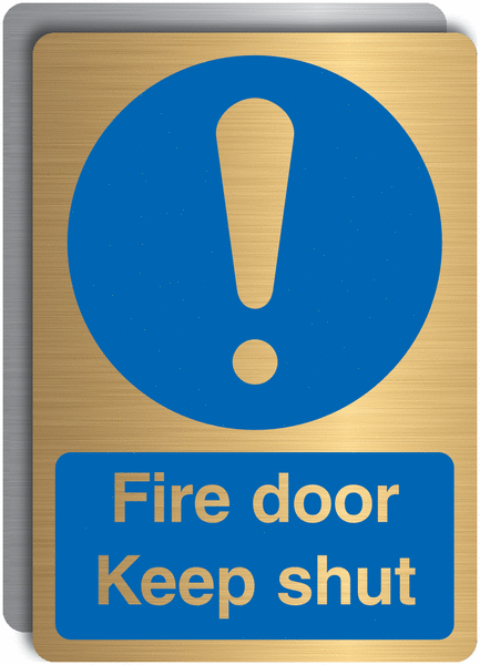 Deluxe Metal Look Signs - Fire Door Keep Shut (symbol)