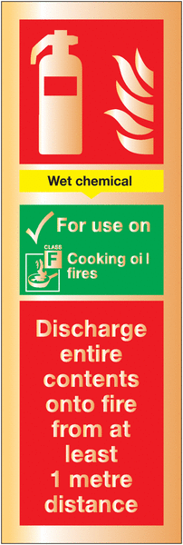 Wet Chemical Fire Extinguisher Deluxe Metal Look Signs