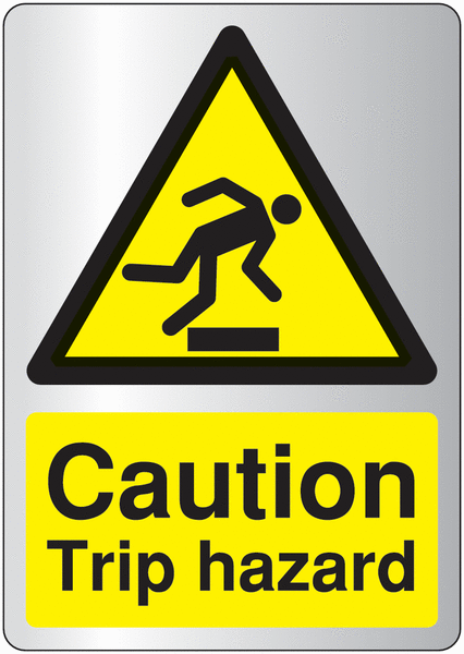 Deluxe Metal Look Safety Signs - Caution Trip Hazard
