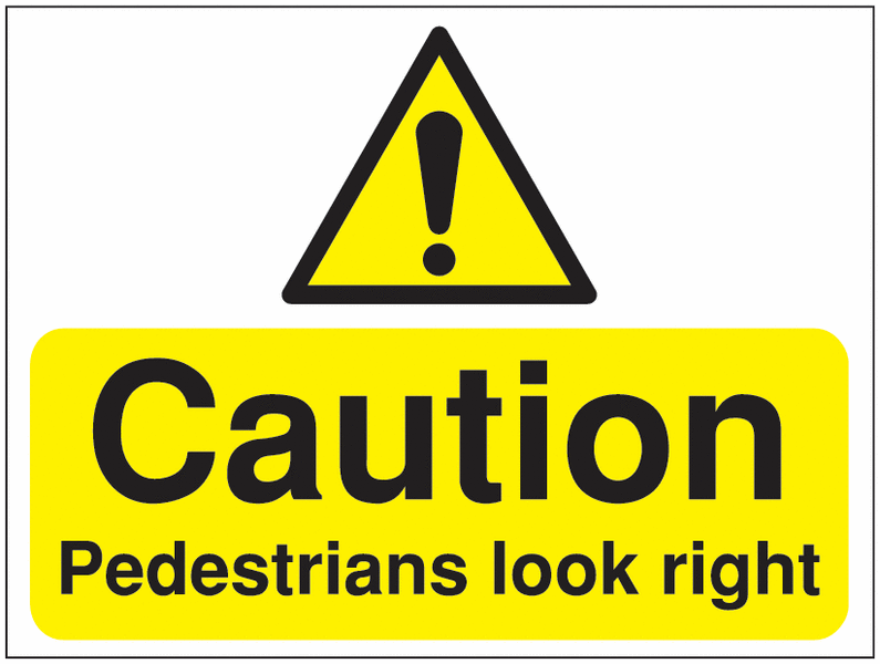 Construction Signs - Caution Pedestrians Look Right