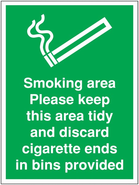 Smoking Area Discard Cigarette Ends Construction Signs