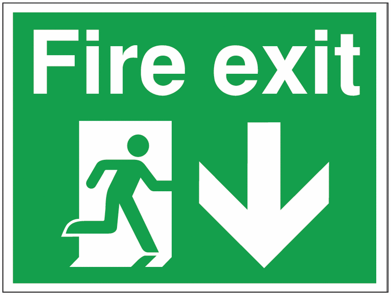 Construction Signs - Fire Exit Arrow Down