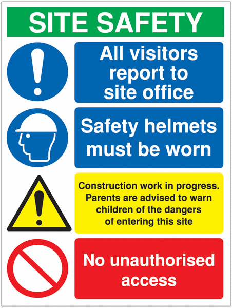 Site Safety Signs - All Visitors Report to Site Office