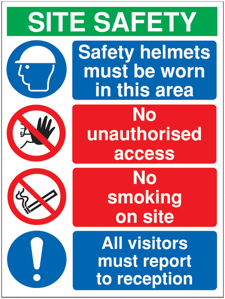 Site Safety Signs - Safety Helmets Must Be Worn