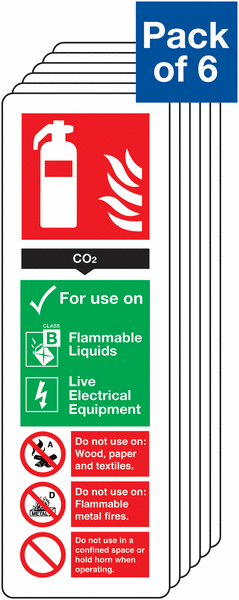 CO2 6-Pack Fire Extinguisher Signs