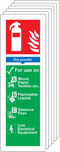 Dry Powder 6-Pack Fire Extinguisher Signs