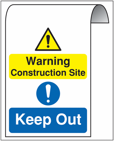 Roll-Top Sign - Warning Construction Site