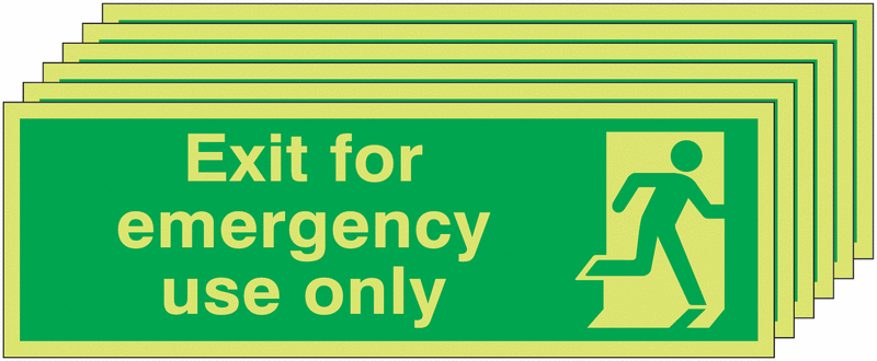 6-Pack Nite-Glo Exit For Emergency Use Only Signs