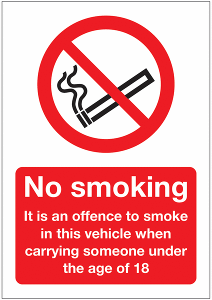 No Smoking in Vehicle with Under 18's Signs