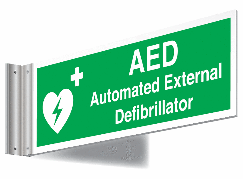 AED Double-Sided Corridor Sign
