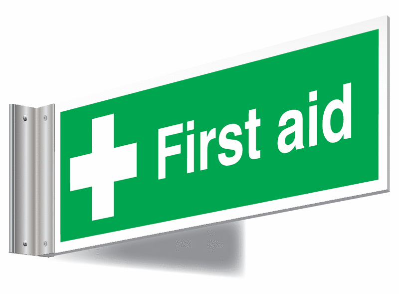 First Aid Double-Sided Corridor Signs