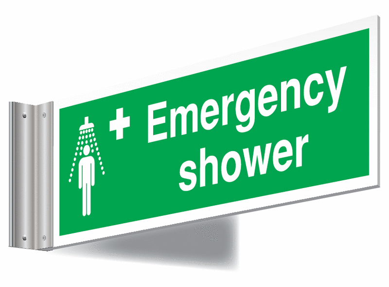 Emergency Shower Double-Sided Corridor Sign