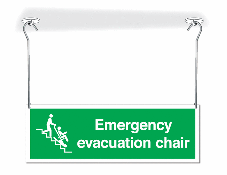 Emergency Evacuation Chair Double-Sided Hanging Sign