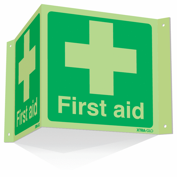 Xtra-Glo First Aid Projecting '3D' Sign