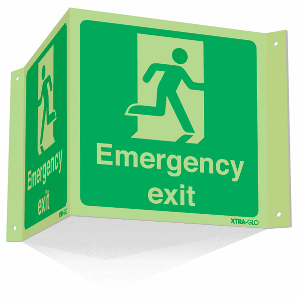 Xtra-Glo Emergency Exit Projecting '3D' Sign