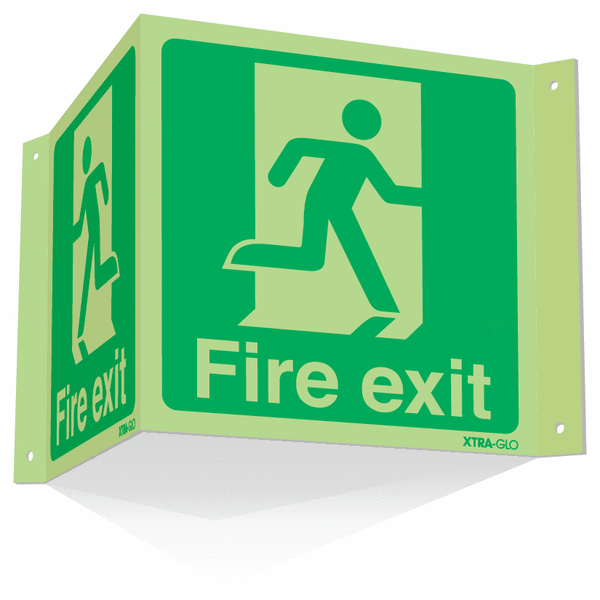 Xtra-Glo Fire Exit Projecting '3D' Sign