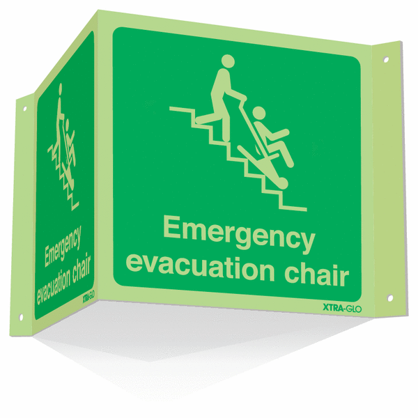 Xtra-Glo Projecting '3D' Evacuation Chair Sign