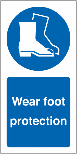 Wear Foot Protection Vinyl Safety Labels On-a-Roll