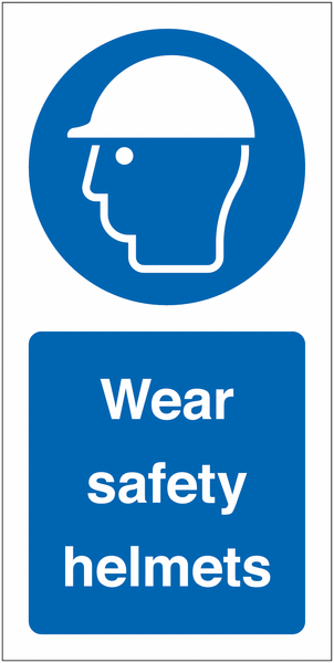 Wear Safety Helmets Vinyl Safety Labels On-a-Roll