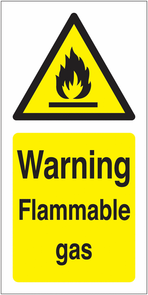 Warning Flammable Gas Vinyl Safety Labels On-a-Roll
