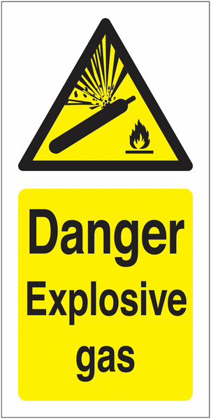 Danger Explosive Gas Vinyl Safety Labels On-a-Roll